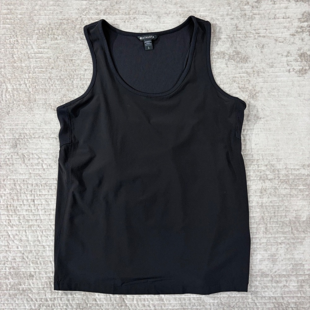 Athleta Renew Peplum Tank Black Scoop Neck‎ Athletic Top 659329-02 Size L